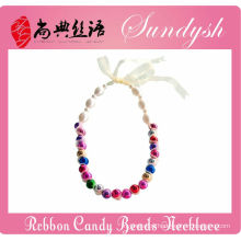 Beautiful Handmade Ribbon Lace Candy Beads Necklace For Girls